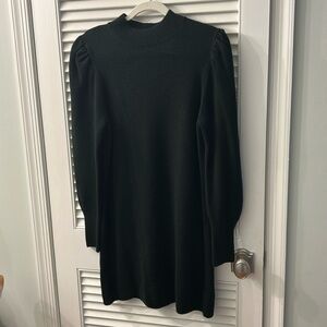 Wayf black puff sleeve sweater dress